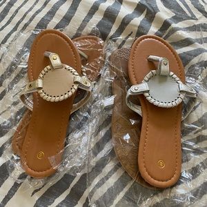 New sandals, gold and silver